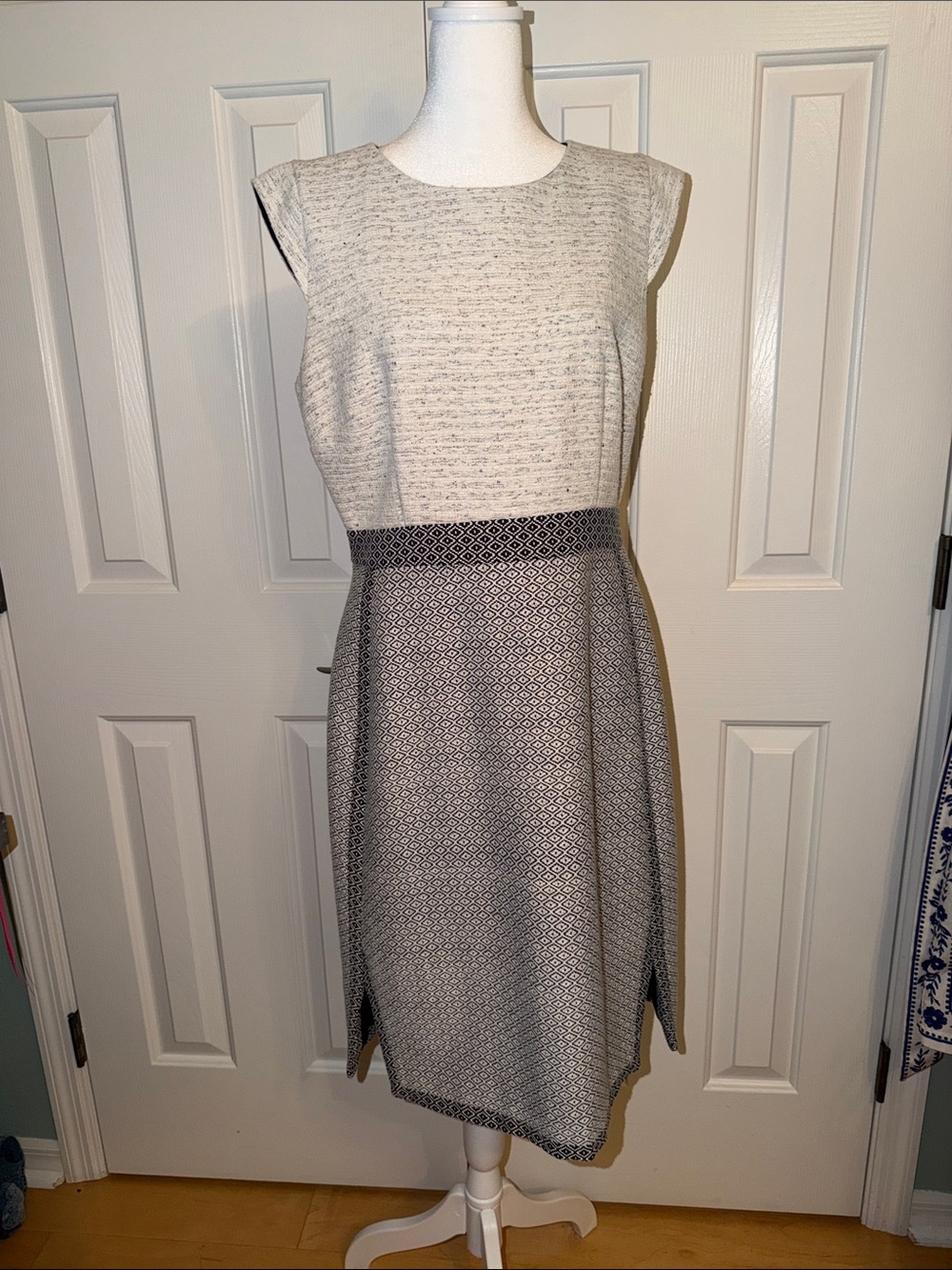 J. Crew Two-Tone Light Gray and Charcoal Sheath Dress